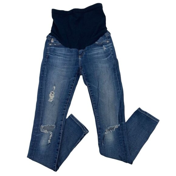 Adriano Goldschmied Size 25 Maternity Skinny Jeans Distressed - Picture 1 of 13